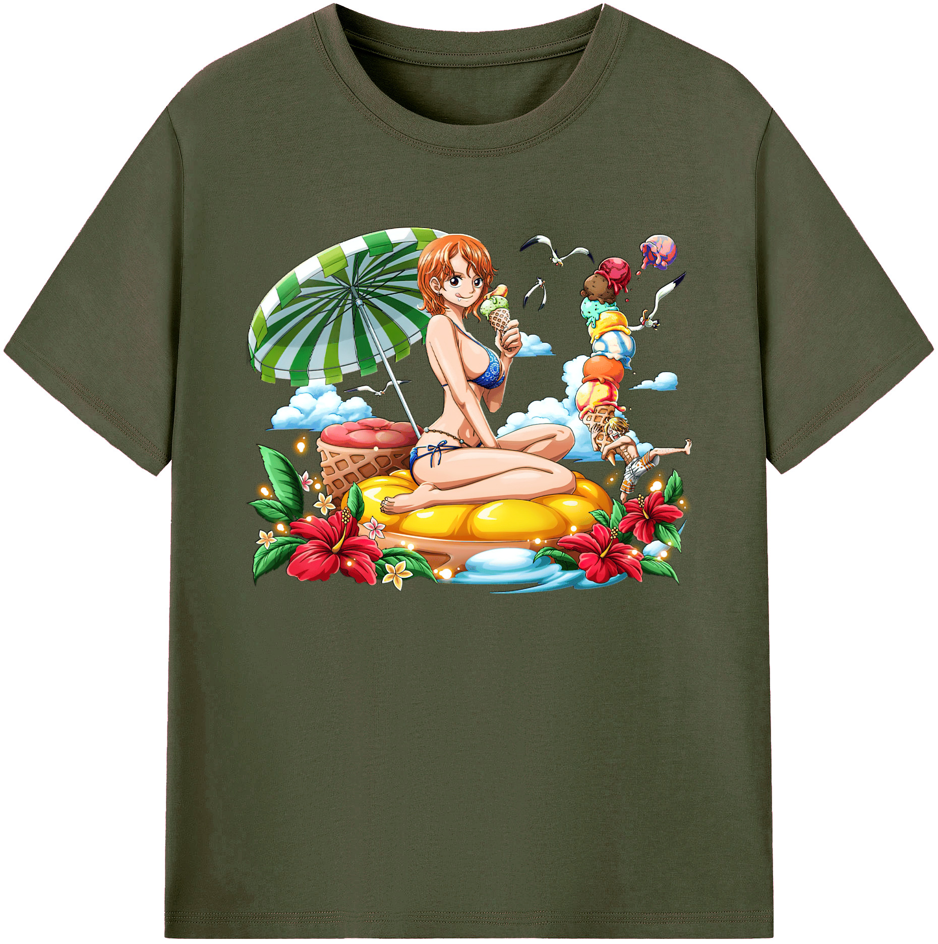 （画像用） ワンピース ナミ ONE PIECE Nami 綿100％ メンズ半袖Tシャツ｜肌触りやわらか＆通気性